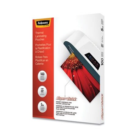 Fellowes LAMINATING POUCHES, 5 MIL, 9in X 11in, GLOSS CLEAR, 100PK 5223001